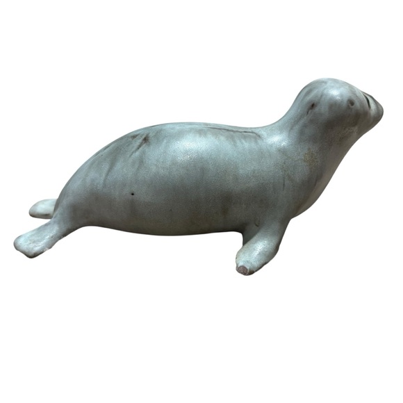 Vintage Andersen Design Studio Pottery Baby Seal Pup Gray Matte Sculpture Signed - Picture 4 of 13